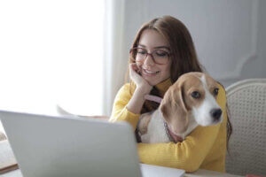 girl at computer online training